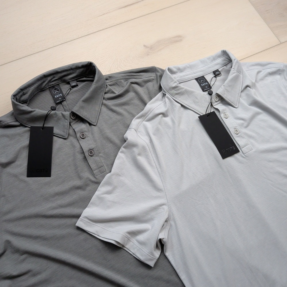 NEW Lot of 2 Cuts Clothing Crossover Polo Shirt Mens XL Gray Stretch Golf